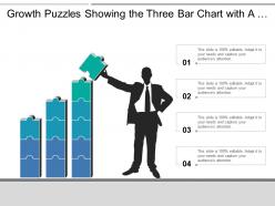 Growth Puzzles Showing The Three Bar Chart With A Silhouette Businessman