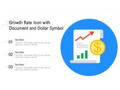 Growth rate icon with document and dollar symbol