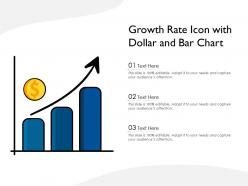 Growth rate icon with dollar and bar chart
