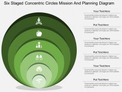 Gt six staged concentric circles mission and planning diagram flat powerpoint design