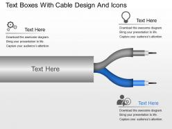 Gt text boxes with cable design and icons powerpoint template