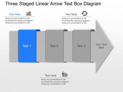 Gt three staged linear arrow text box diagram powerpoint template