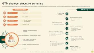 GTM Strategy Executive Summary Cafe Startup Go To Market Strategy GTM SS