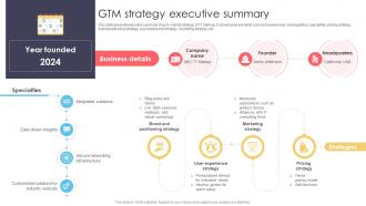 Gtm Strategy Executive Summary It Startup Go To Market Strategy GTM SS