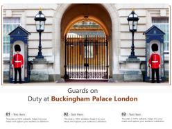 Guards on duty at buckingham palace london