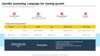 Guerilla Marketing Campaign For Startup Growth Promotional Tactics To Boost Strategy SS V