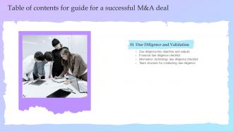 Guide For A Successful M And A Deal For Table Of Contents Ppt Slides Infographics