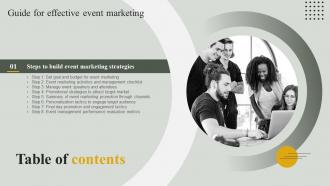 Guide For Effective Event Marketing Table Of Content Ppt Slides Infographic Template