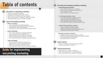 Guide For Implementing Storytelling Marketing Table Of Contents MKT SS V