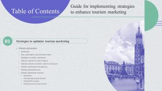 Guide For Implementing Strategies To Enhance Tourism Marketing For Table Of Contents