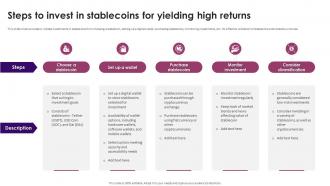 Guide On Defining Roles Of Stablecoins Steps To Invest In Stablecoins For Yielding High Returns BCT SS