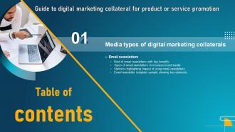 Guide To Digital Marketing Collateral Table Of Contents Ppt Grid MKT SS
