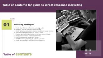 Guide To Direct Response Marketing For Table Of Contents Ppt Slides Format Ideas
