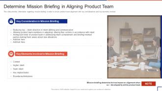 Guide To Introduce New Product In Market Mission Briefing In Aligning Product Team