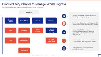 Guide To Introduce New Product In Market Story Planner To Manage Work Progress
