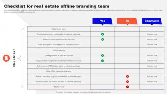 Guide To Real Estate Branding Checklist For Real Estate Offline Branding Team Strategy SS