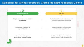 Guideline For Giving Feedback Create Right Culture Training Ppt