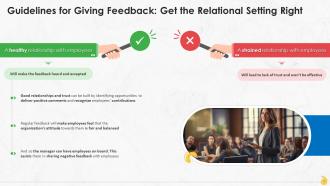 Guideline For Giving Feedback Develop Healthy Relationships With Employees Training Ppt