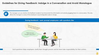 Guideline For Giving Feedback Indulge In A Conversation Training Ppt