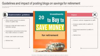 Guidelines And Impact Of Posting Blogs On Savings Sales Outreach Plan For Boosting Customer Strategy SS