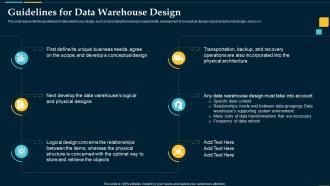 Guidelines For Data Warehouse Design Business Intelligence Solution