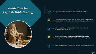 Guidelines For English Table Setting Training Ppt
