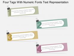 Gw four tags with numeric fonts text representation flat powerpoint design