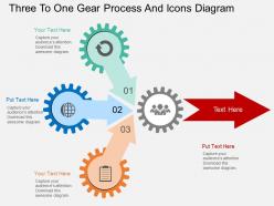 Gy three to one gear process and icons diagram flat powerpoint design