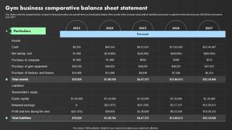 Gym Business Comparative Balance Sheet Statement Crossfit Gym Business Plan BP SS