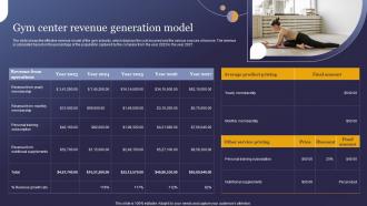 Gym Center Revenue Generation Model Wellness Studio Business Plan BP SS