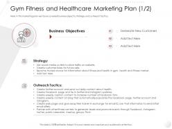 Gym fitness and healthcare marketing plan business market entry strategy clubs industry ppt summary