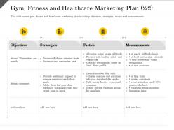 Gym Fitness And Healthcare Marketing Plan Measurements Ppt Powerpoint Presentation Gallery Brochure