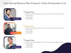 Gym startup business plan proposal client testimonials m2942 ppt powerpoint presentation ideas