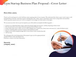 Gym startup business plan proposal cover letter ppt powerpoint presentation professional