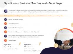 Gym startup business plan proposal next steps m2940 ppt powerpoint presentation display