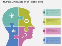 Ha human mind made with puzzle icons flat powerpoint design
