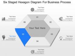 Ha six staged hexagon diagram for business process powerpoint template