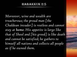 Habakkuk 2 5 he is arrogant and never powerpoint church sermon