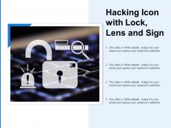 Hacking icon with lock lens and sign