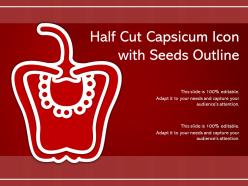 Half cut capsicum icon with seeds outline