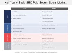 Half yearly basis seo paid search social media and digital marketing swimlane