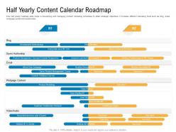 Half yearly content calendar roadmap timeline powerpoint template