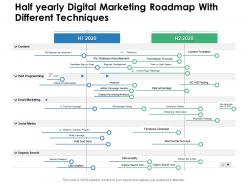 Half yearly digital marketing roadmap with different techniques