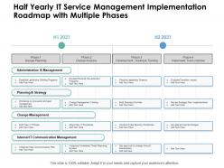 Half yearly it service management implementation roadmap with multiple phases