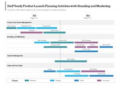 Half yearly product launch planning activities with branding and marketing