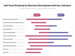 Half yearly roadmap for business development with key indicators