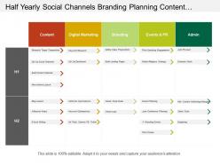 Half yearly social channels branding planning content marketing swimlane