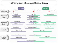 Half yearly timeline roadmap of product strategy