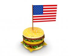 Hamburger with flag of america stock photo