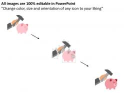 Hammer and piggy bank saving strategy flat powerpoint design